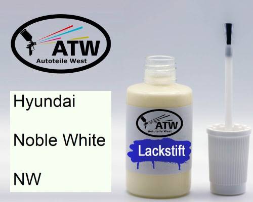 Hyundai, Noble White, NW: 20ml Lackstift, von ATW Autoteile West.